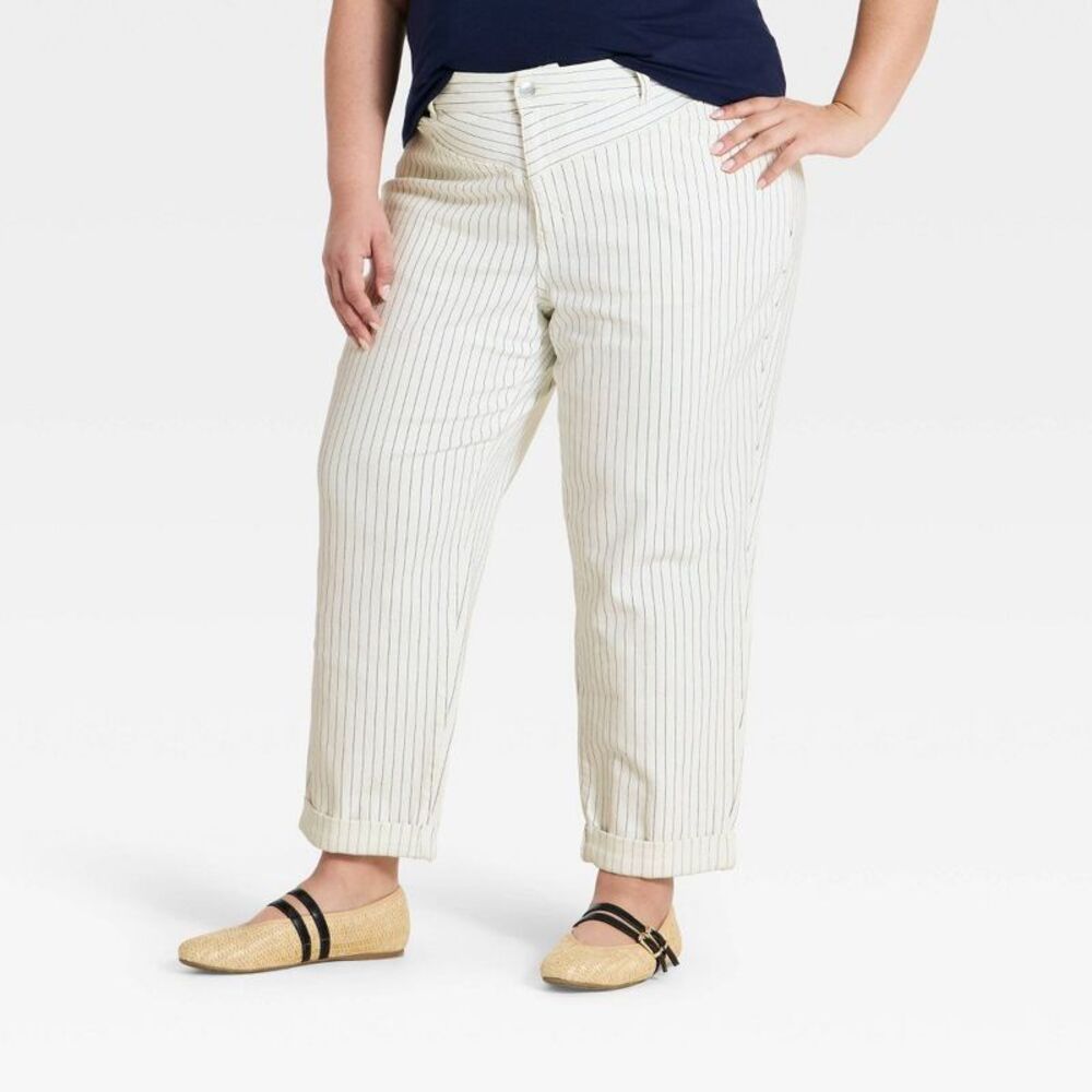 Women's Mid-Rise Boyfriend Jeans - Ava & Viv Blue Pinstripe 20